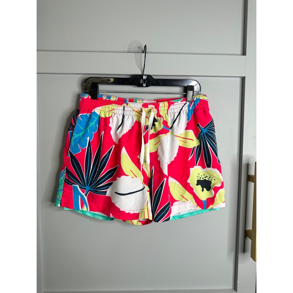 Chubbies Mens XL Swim Trunks 4 Inch Inseam Tropical Floral Red Pink Blue Shorts